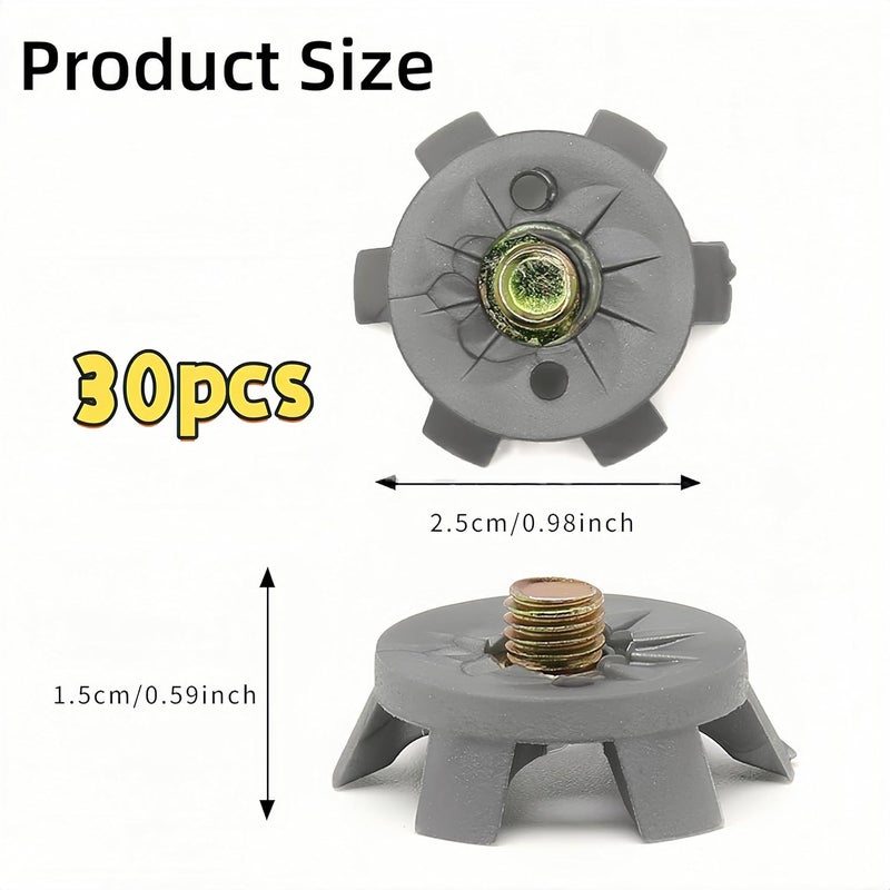 bepisof 30Pcs Golf Spikes Golf Shoe Spikes Replacements with 1 Cleats Spanner,Footjoy Spikes Replacement Golf Cleats for Any Shoe,for Cricket Shoe Player - Image 2